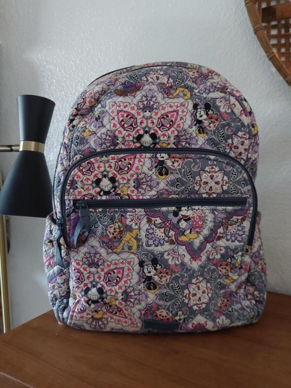 Vera Bradley Campus Backpack in the "Mickey's Sweet Treats" pattern, featuring a